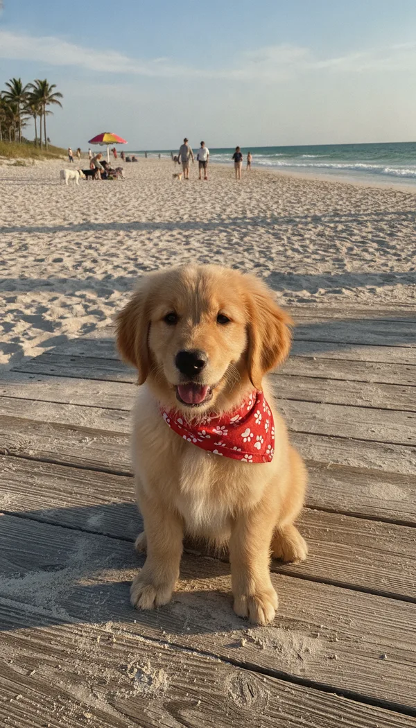 Before: A cute dog at the beach.